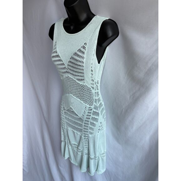 Tereza Santos Mint Green Knit Dress Size S Designer Brazil Party Beach Festival - Picture 4 of 11